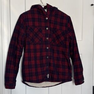 Soho Red & Blue Plaid Flannel & Fleece Jacket